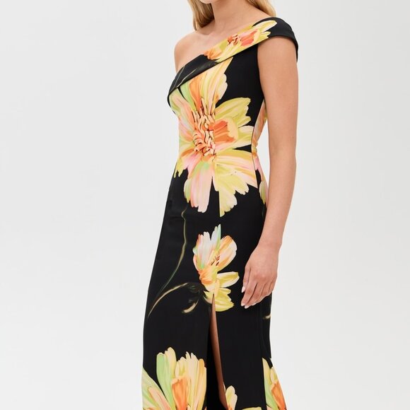 Black Halo Dolan One-Shoulder Gown Black Bursting Bloom 4 - Picture 6 of 16